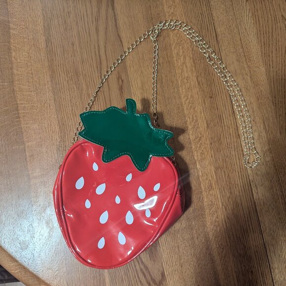 Strawberry Crossbody Shiny Plastic Bag - Picture 1 of 5